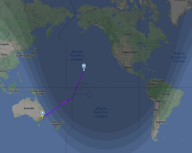 Sydney - Honolulu flight