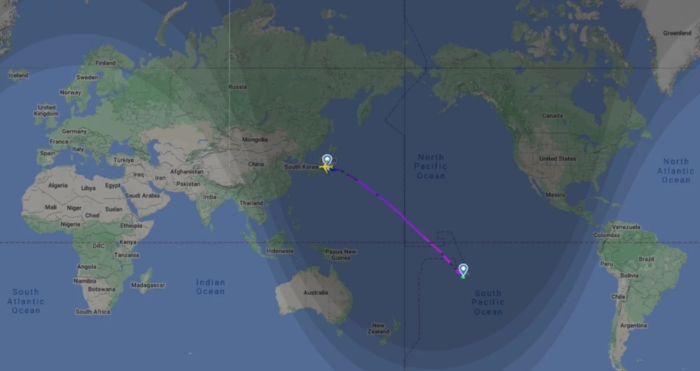 Tokyo - Tahiti flight